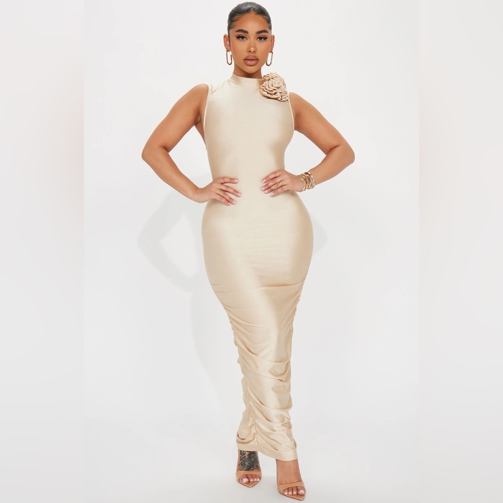 Fashion Nova Date Night Dress Cream